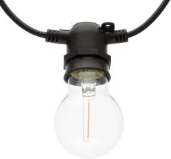 Catena di luci per Feste, 5 m, 10 lampadine in Vetro Ø 6 cm, E27, LED Bianco Caldo, Cavo Nero