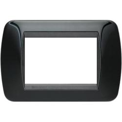 Bticino living international l4863nr placca 3 posti nero in metallo