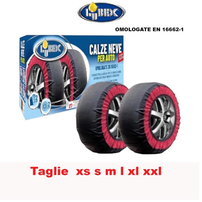 CALZNEV - Set 2 Catene da Neve in Tessuto kit Calze Omologate EN 16662 Auto  per Pneumatici - Lubex