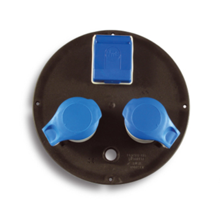 Disco Ø205, 2 prese CEE 2P+T 16A 230V + 1 P40, con disgiuntore, IP44, colore nero