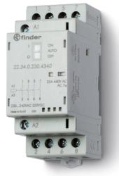 CONTATT.25A 4 POLI 2 MOD.BOB.12V AC -DC COM.MANUALE 4 NO