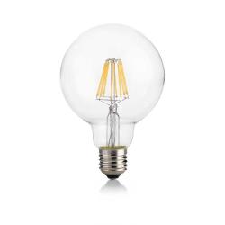 Lampadina ideal lux globo e27 led 8w 1120lm 4000k filamento trasparente    