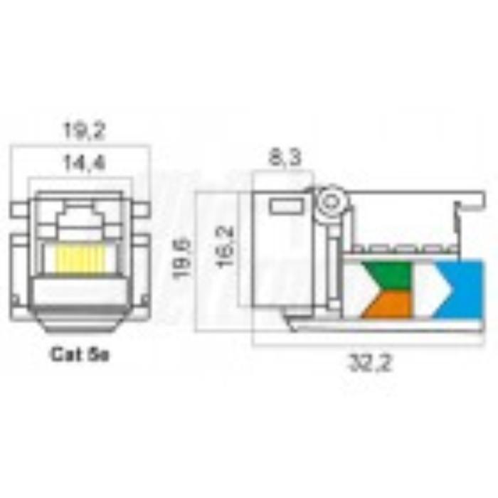 Presa Keystone 8P8C RJ45 non schermata - Cat.5e - UTP - Crimpaggio senza utensile