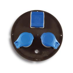 Disco Ø205, 2 prese CEE 2P+T 16A 230V + 1 P40, con disgiuntore, IP44, colore nero