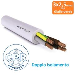 CAVO FG16OR16 EX FG7 3X2,5 MMQ GRIGIO DOPPIA GUAINA PER ESTERNO €/MT