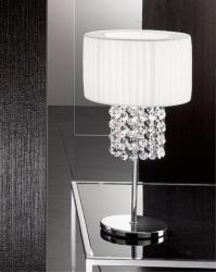 LAMPADA DA TAVOLO LUME IN TESSUTO BIANCO E CRISTALLO