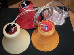 SOSPENSIONE CON 3 CALATE IN VETRO DI COLOR ARANCIONE ROSSO 60W E27