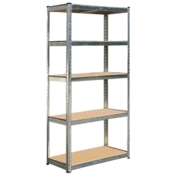 KIT Scaffale 5 ripiani Brixo in MDF L90xP40xH180 Struttura acciaio zincato cm mod. Silver 150