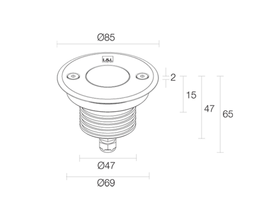 FARETTO DA INCASSO PER ESTERNO BRIGHT2.4 5W 24Vdc 3000K 34° ACCIAIO INOX