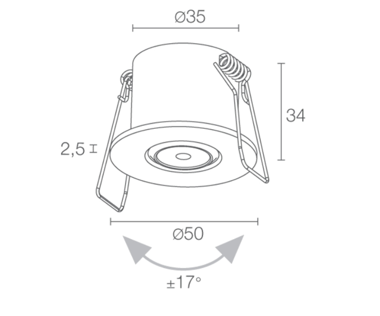 FARETTO DA INCASSO EYES3.0 2W 500mA 3000K 40° CROMATO