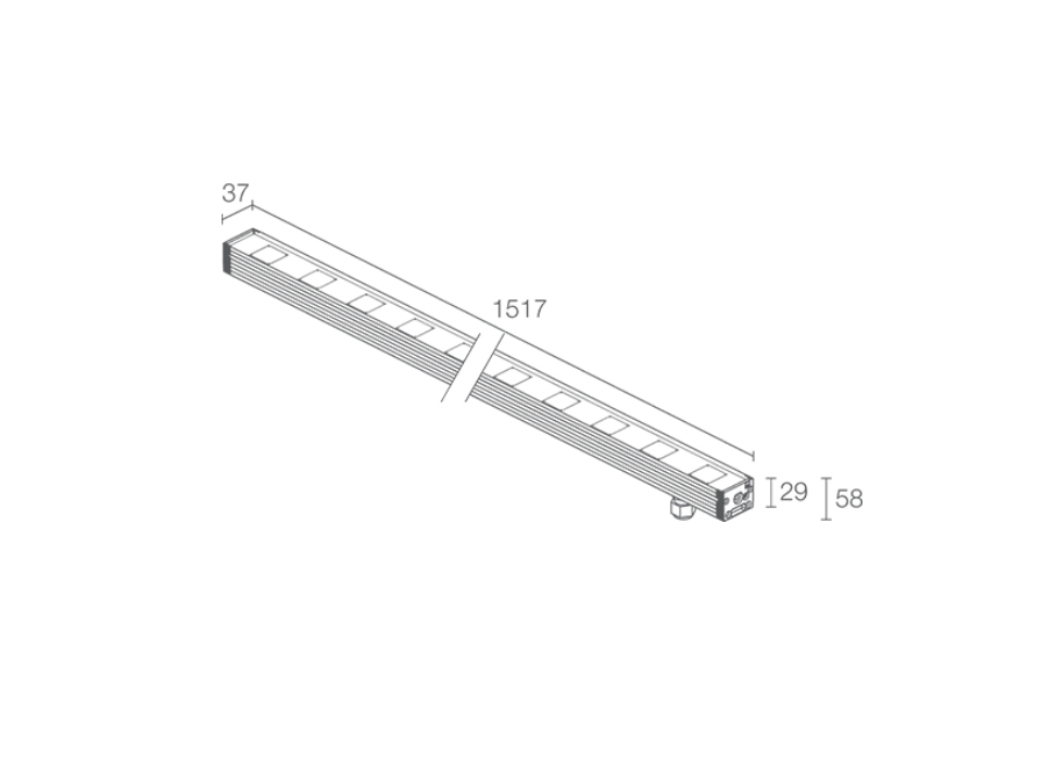 PROFILO LINEARE PER ESTERNO NEVA1.2 63W 24Vdc 3000K 30° 1517mm