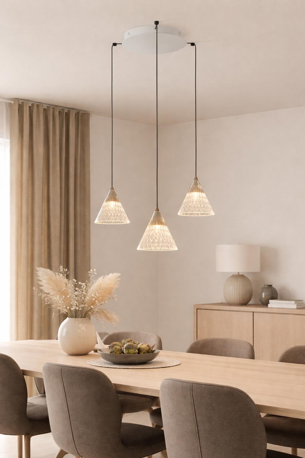 Luci a sospensione VENETO 3 BODIES LED IP20, oro dimmerabile 18.4W 2700K