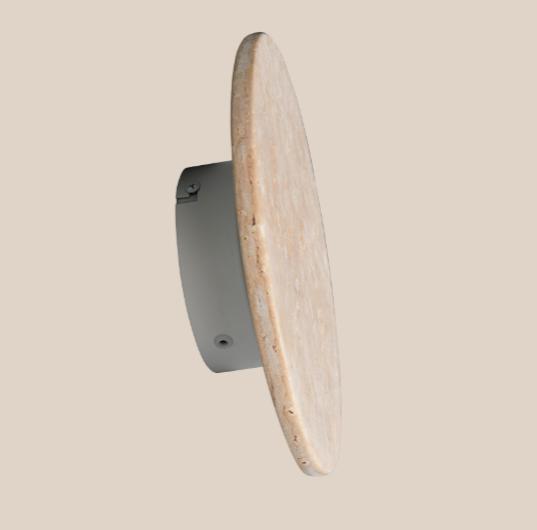Applique Decorativa Rotonda In Travertino Led 4w 3000k Bobbin Trio