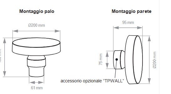 Lampo lighting TP200MC lampione da palo attacco diametro 60 mm Led 15W-230V 3200-4000-6500K ( Tricolor ) 1050 lumen IP65 colore Nero