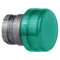 testata lampada spia - ø 22 - tonda - lente liscia verde