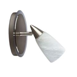 Spot Da Parete Con Base In Acciaio Satinato E Diffusore In Vetro Satinato