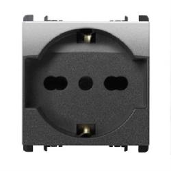 SIMON URMET NEA PRESA SCHUKO BIVALENTE 2P+T 10/16A ACCIAIO SCURO