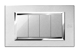 placca Expi in metallo 4 posti argento mercurio URMET