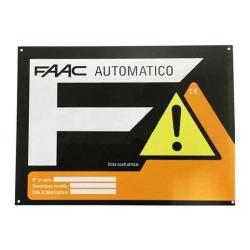 732106 Cartello Inox Segnalazione avvertenza cancello Automatico Faac 210 x 155 mm