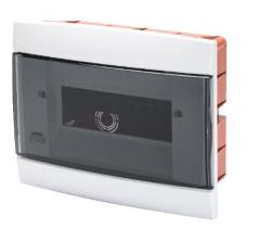 CENTRALINO DA ARREDO - DA INCASSO - PREDISPOSTO PER ALLOGGIAMENTO MORSETTIERE - 250X195X26 - BIANCO - 8 + 1/2 MODULI