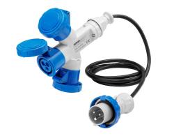 MOLTIPLICATORE MOBILE 3 USCITE IP67-2M DI CAVO FLESSIBILE-SPINA 16A-3 PRESE 2P+T 230V 50/60HZ-BLU-6H