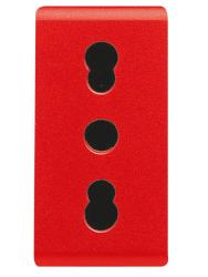 PRESA STANDARD ITALIANO 250V ac - PER LINEE DEDICATE - 2P+T 16A BIVALENTE - P17-11 - 1 MODULO - ROSSO - SYSTEM