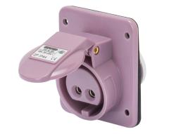 PRESA FISSA DA INCASSO A 10° - IP44 - 2P 32A 20-25V 50-60HZ - VIOLA - S.R. - CABLAGGIO A VITE