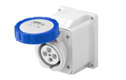 PRESA FISSA DA PARETE A 10° - IP67 - 2P+T 16A 200-250V 50/60HZ - BLU - 6H - CABLAGGIO A VITE