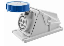 PRESA FISSA DA PARETE A 90° - IP67 - 2P+T 16A 200-250V 50/60HZ - BLU - 6H - CABLAGGIO A VITE
