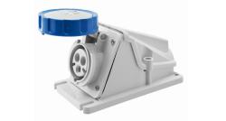 PRESA FISSA DA PARETE A 90° - IP67 - 2P+T 32A 200-250V 50/60HZ - BLU - 6H - CABLAGGIO A VITE