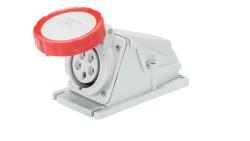PRESA FISSA DA PARETE A 90° - IP67 - 3P+N+T 16A 380-415V 50/60HZ - ROSSO - 6H - CABLAGGIO A VITE