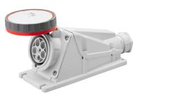 PRESA FISSA DA PARETE A 90° - IP67 - 3P+N+T 63A 380-415V 50/60HZ - ROSSO - 6H - CABLAGGIO A VITE