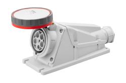 PRESA FISSA DA PARETE A 90° - IP67 - 3P+N+T 125A 380-415V 50/60HZ - ROSSO - 6H - CABLAGGIO A VITE