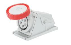 PRESA FISSA DA PARETE A 90° - IP67 - 3P+T 16A 380-415V 50/60HZ - ROSSO - 6H - CABLAGGIO A VITE