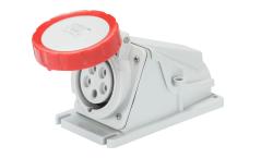 PRESA FISSA DA PARETE A 90° - IP67 - 3P+T 32A 380-415V 50/60HZ - ROSSO - 6H - CABLAGGIO A VITE