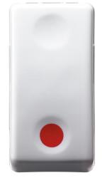 PULSANTE UNIPOLARE 250V ac - NC 10A - CONTATTO AUSILIARE NA - ARRESTO - SIMBOLO ROSSO - 1 MODULO- SYSTEM WHITE