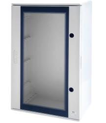 QUADRO POLIESTERE PORTA TRASPARENTE MUNITA DI SERRATURA - 310X425X160 - IP66 - GRIGIO RAL 7035