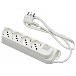 Multipresa 4 Posti Schuko con Interruttore e Cavo 1,5m Bianca