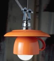 LAMPADA A SOSPENSIONE A FORMA DI TAZZA DI CAFFE' H250 COLORE ARANCIO