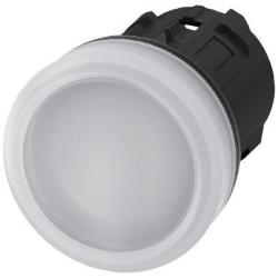 Indicatore luminoso, 22 mm, rotondo, in plastica, colore bianco, gemma, liscia