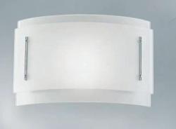 APPLIQUE DA PARETE IN VETRO BIANCO EXTRA CHIARO E PARTICOLARI IN METALLO CROMATO 1X100W