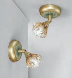 APPLIQUE DA PARETE STILE CLASSICO CON MONTATURA IN METALLO DECORATO A MANO E VETRO CRISTALLO AMBRA G9 1X40