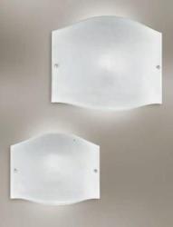 APPLIQUE A PARETE IN VETRO BIANCO LISCIO CON FERMAVETRO NICHEL 60WE14