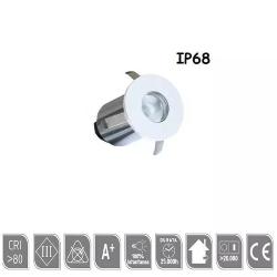 Faretto Incasso 3w Mini Spot Bianco Luce Natura 175 Lumen IP68 Poliplast  