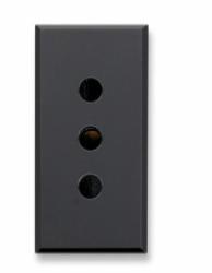 PRESA STANDARD ITALIANO TEKLA S44 COLORE GRIGIO TEKLA P11 2P+T 10A 250V - FINITURA OPACA - 1 MODULO 
