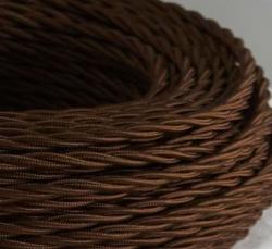 Cavo a treccia in seta marrone 3G0.75 PREZZO AL MT