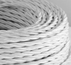 Cavo a treccia in seta bianco 3G1.5 PREZZO AL MT