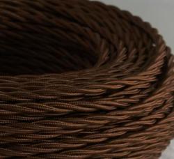 Cavo a treccia in seta marrone 3G1.5 PREZZO AL MT