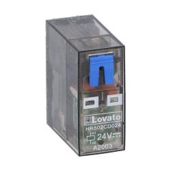 Mini Relè Lovato 8A 2 scambi 24VDC + LED HR502CD024
