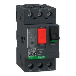 Interruttore automatico magnetotermico GV2ME con controllo a pulsante e range regolazione protezione termica da 24 A a 32 A, 3P, connessione a vite